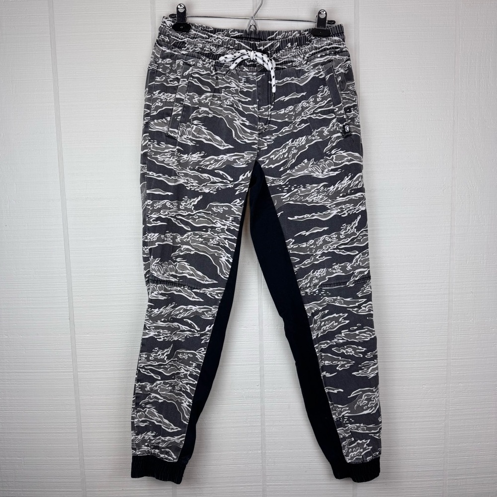 Ecko Unltd Men’s Gray Camo Black Stripe Jogger Sweatpants Drawstring Waist S